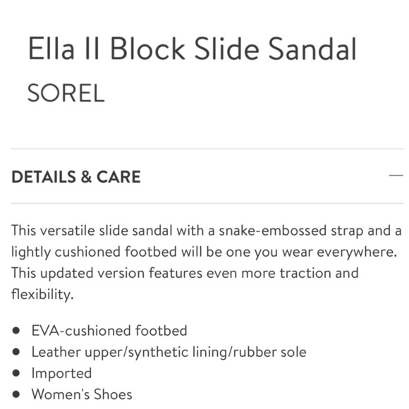 SOREL ELLA II BLOCK SLIDE SNAKESKIN RUBBER SOLE LEATHER SANDAL - Picture 2 of 10